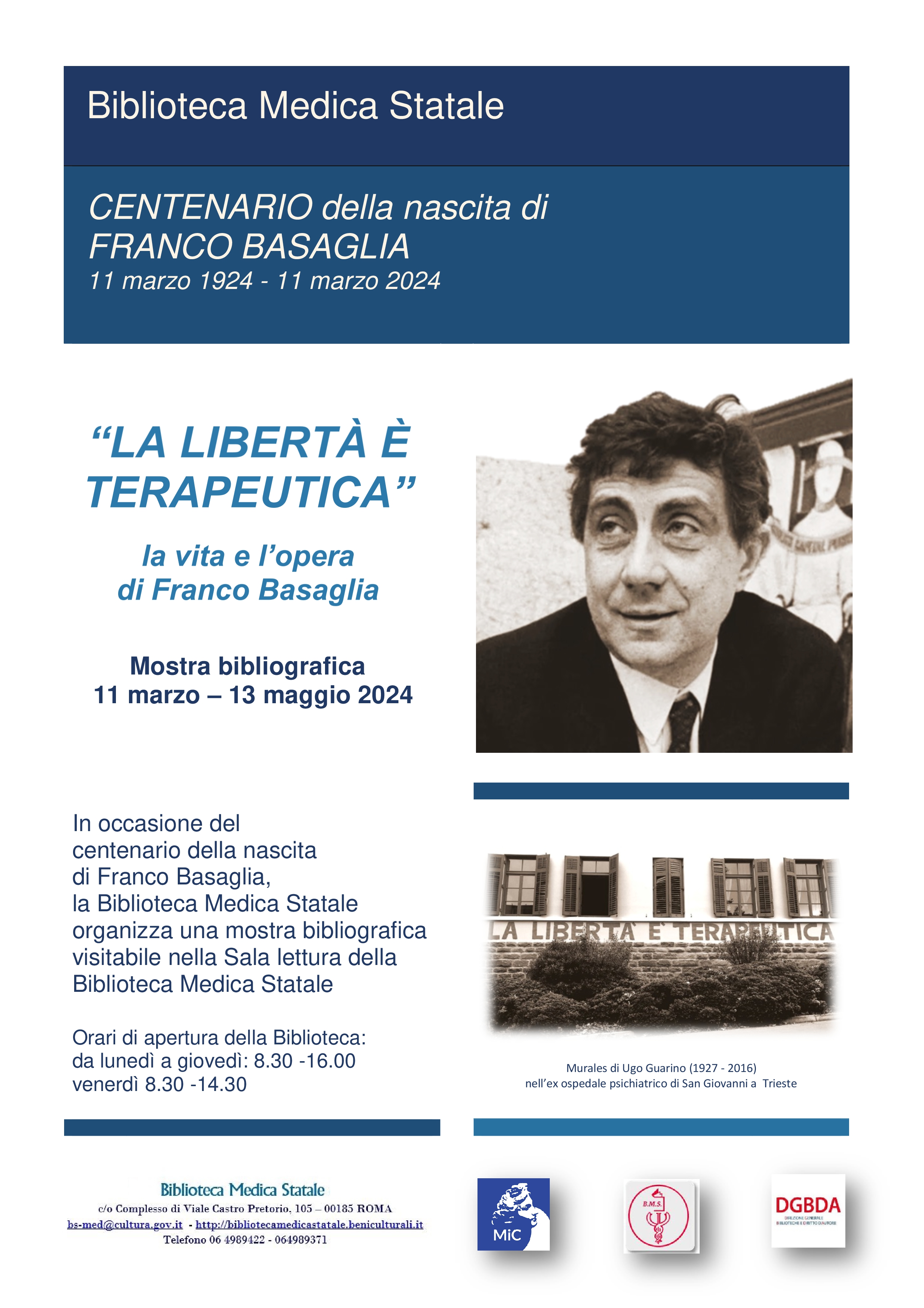 CENTENARIO DELLA NASCITA DI FRANCO BASAGLIA
