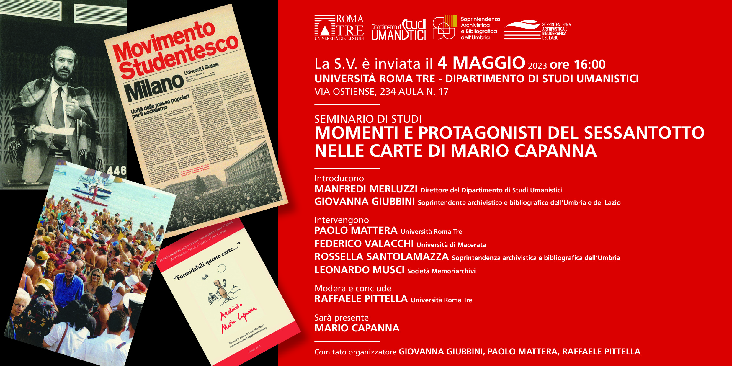 Momenti e protagonisti del Sessantotto nelle carte di Mario Capanna