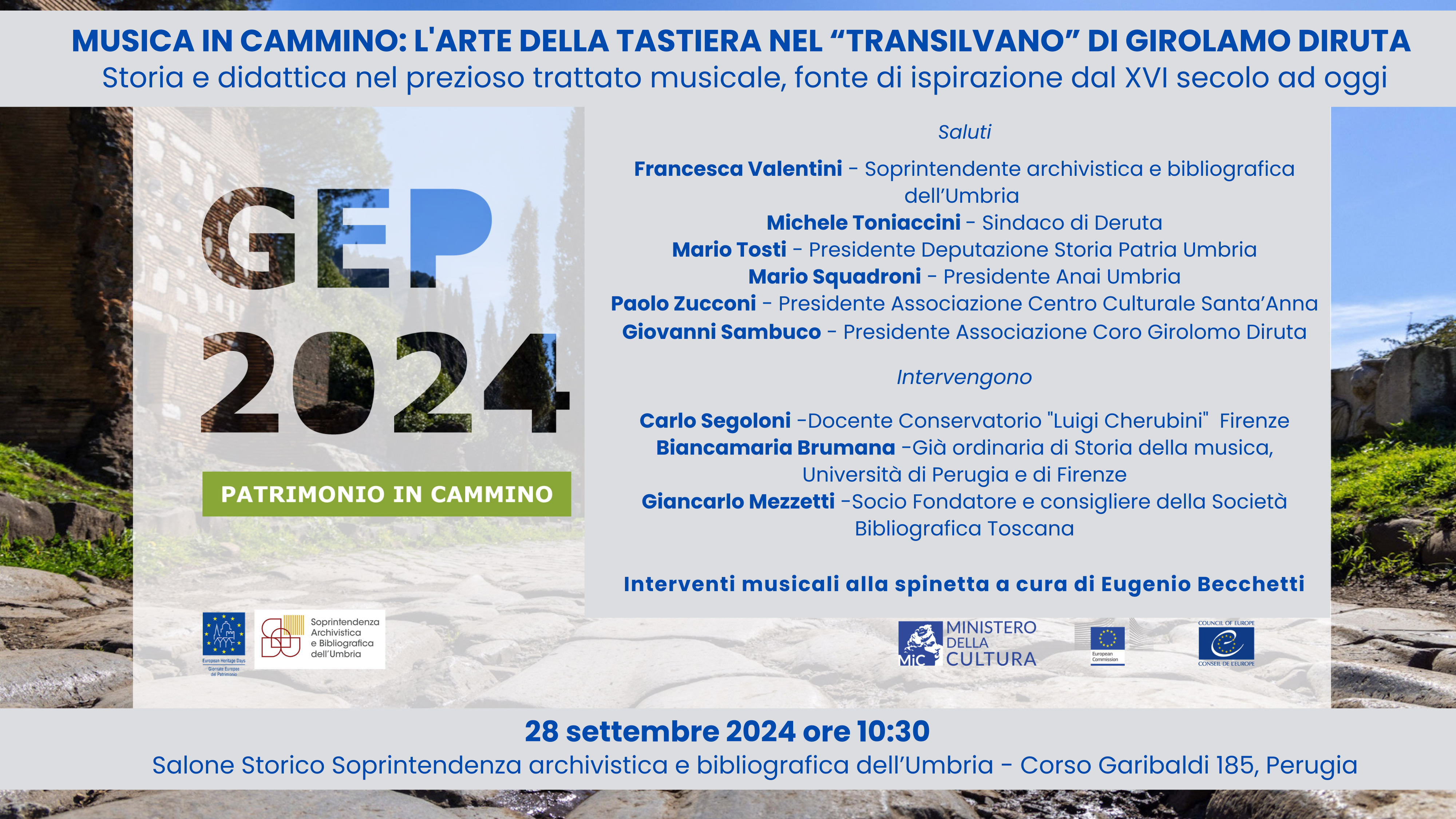Musica in cammino: l'arte della tastiera nel "Transilvano" di Girolamo Diruta - Storia e didattica nel prezioso trattato musicale, fonte di ispirazione dal XVI secolo ad oggi