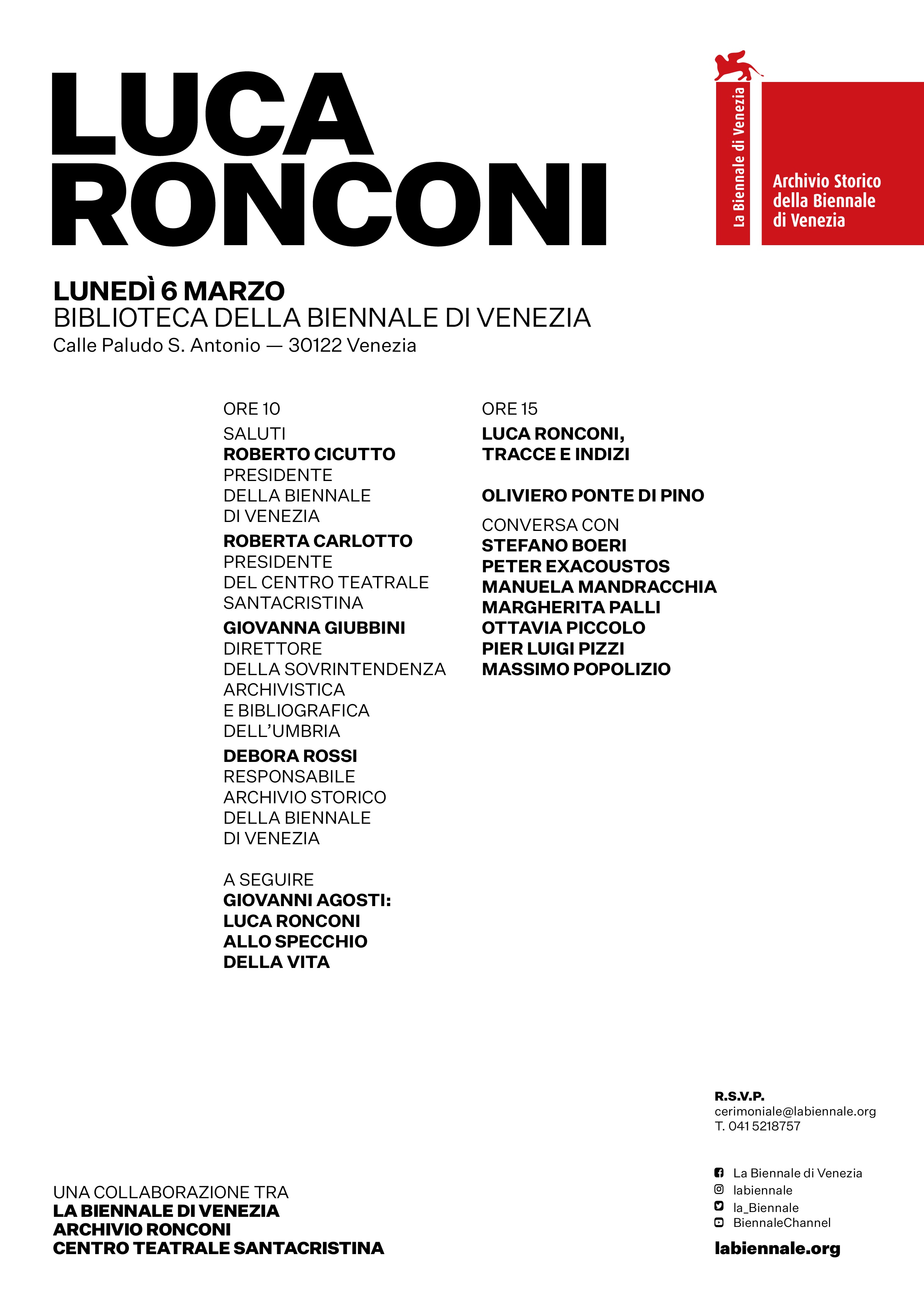 L'archivio di Luca Ronconi approda all'Archivio Storico delle Arti Contemporanee (Asac) della Biennale di Venezia
