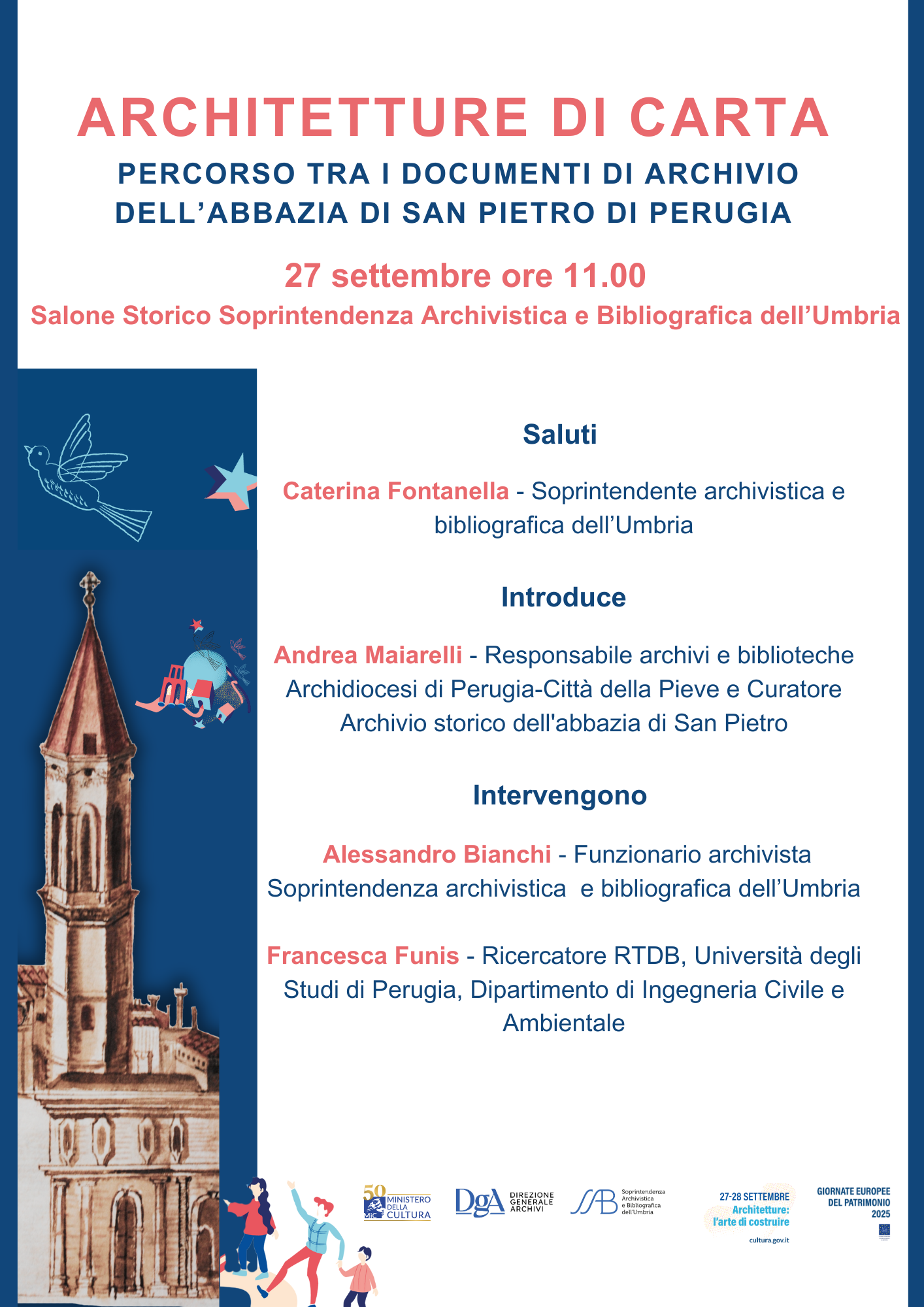 La Soprintendenza archivistica e bibliografica dell’Umbria alle Giornate Europee del Patrimonio 2025 con l’iniziativa: “Architetture di carta - Percorsi tra i documenti di archivio dell’Abbazia di San Pietro di Perugia"